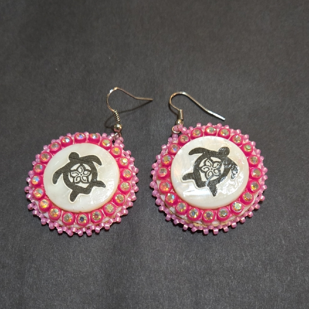 LOWEST PRICE-Pink Turtle Earrings
